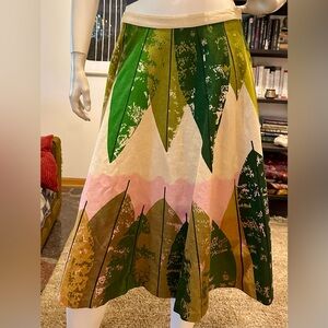 Anthropologie SNAK cotton leaf foliage print skirt sz 6